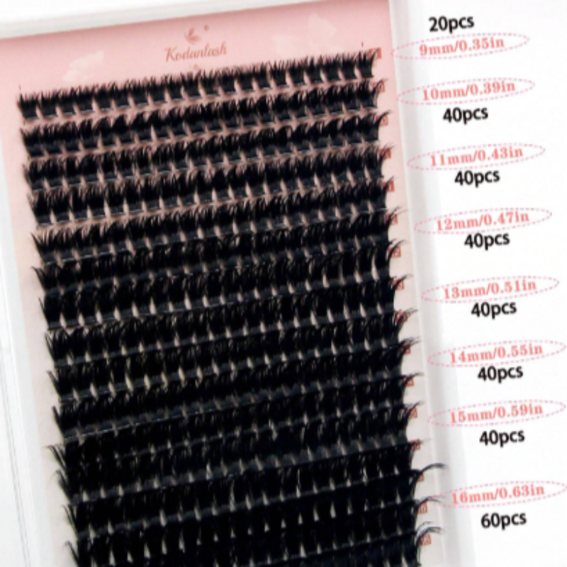 80D Faux Mink Eyelashes 320 Cluster 0.07mm D Curled 9